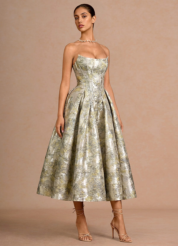 Mavis Gilded Silver Midi Dress image1