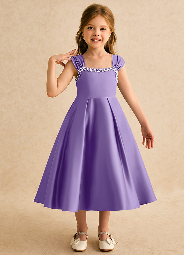 Azazie Yosemite Flower Girl Dresses Tahiti Ball-Gown Sweetheart Neckline Matte Satin Dress image1