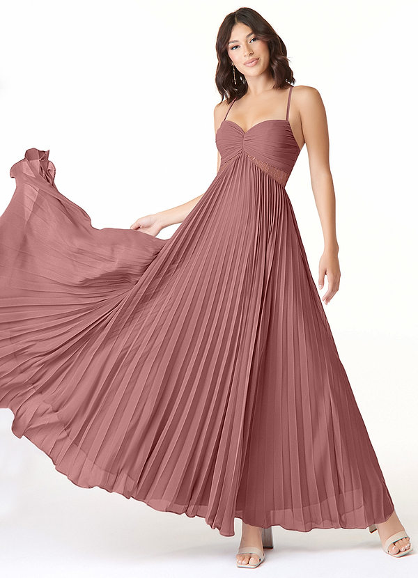 Azazie Devyn Bridesmaid Dresses Desert Rose A-Line Corset Chiffon Dress image1