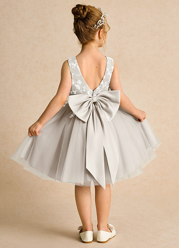 Azazie Butterfly Blumenkinder Kleider A-Linie Spitze Kleid Frost image1