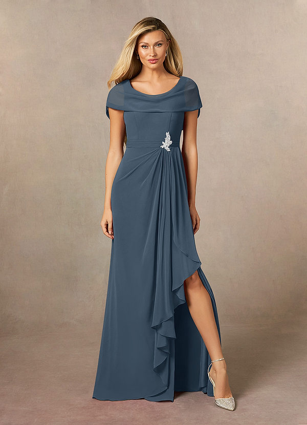 Azazie Mary Mother of the Brides Dresses Neptune A-Line Side Slit Chiffon Dress image1