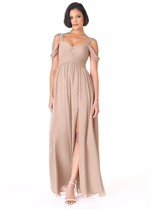 Azazie Lianne Bridesmaid Dresses English Rose A-Line Off the Shoulder Chiffon Dress image1