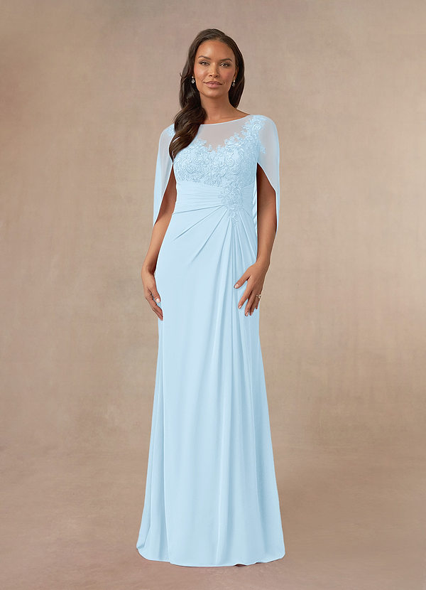 Azazie Hera Mother of the Brides Dresses Sky Blue A-Line Lace Capelet Chiffon Dress image1