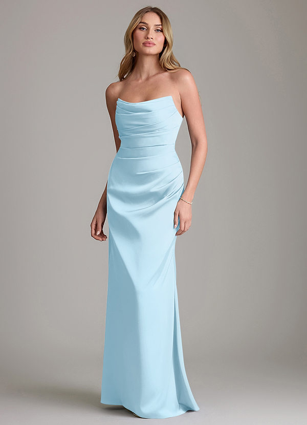 Azazie Lucille Bridesmaid Dresses Sky Blue Mermaid Strapless Stretch Satin Convertible Dress image1