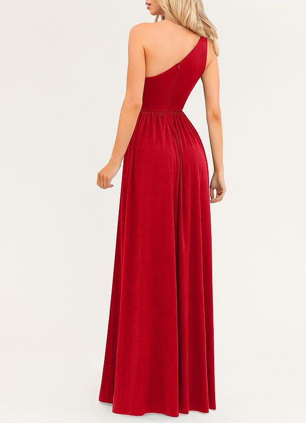 back On The Guest List Red One-Shoulder Maxi Dress