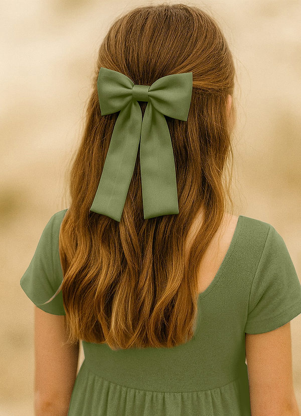 front Girls Satin Bow Hair Clip Set