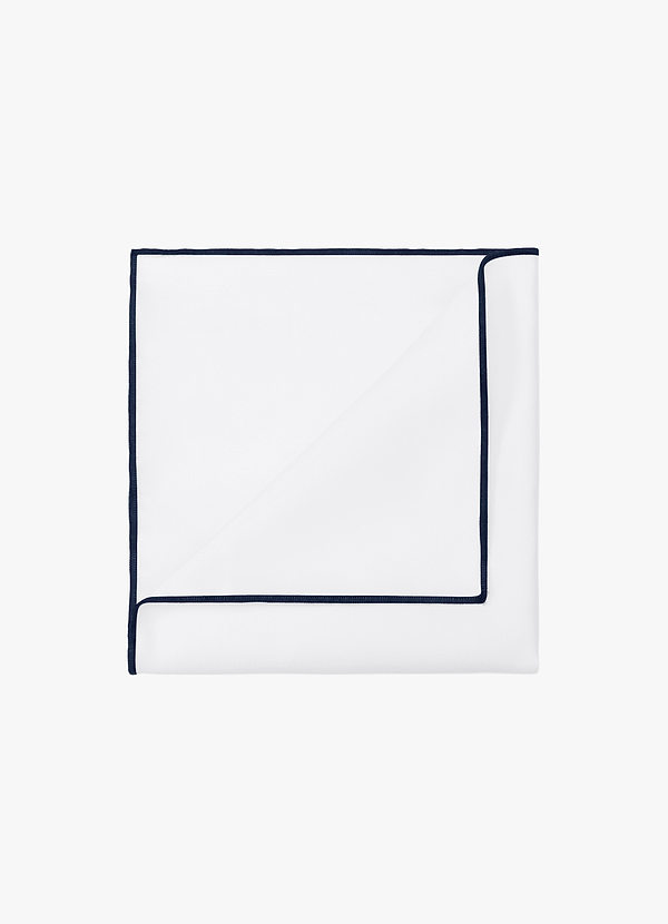 front White Matte Satin Pocket Square with Colored Edge