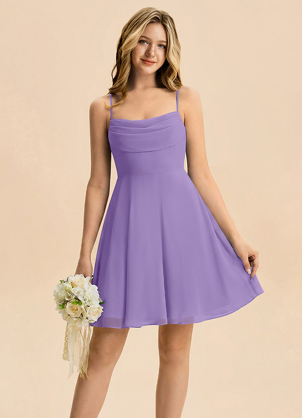 Azazie Bear Junior Tahiti A-Line Pleated Chiffon Dress image1
