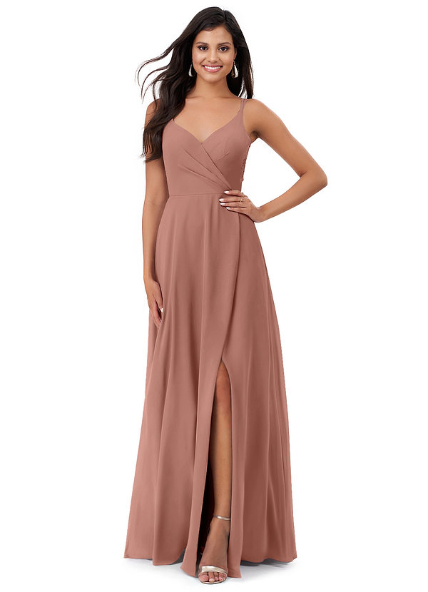 Azazie Lennon Brautjungfernkleider A-Linie Spitze Chiffon Kleid Zedernrose image1