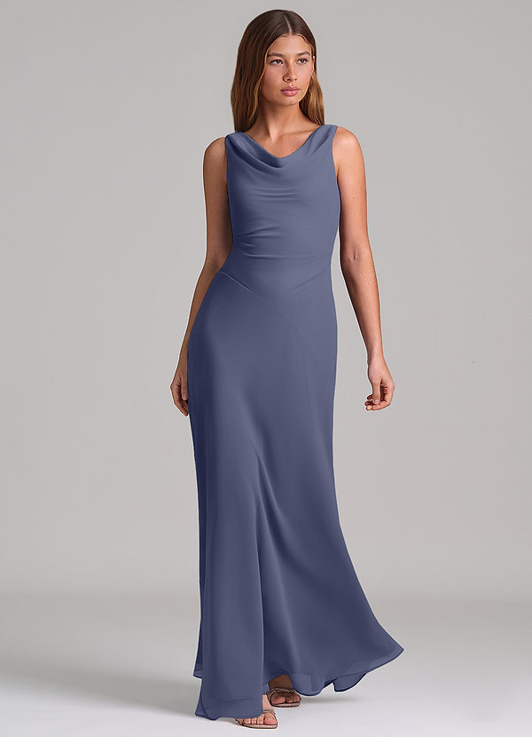 Azazie Nerine Brudtärneklänningar Klä av A-Linje i Chiffong Plisserad Stormig image1