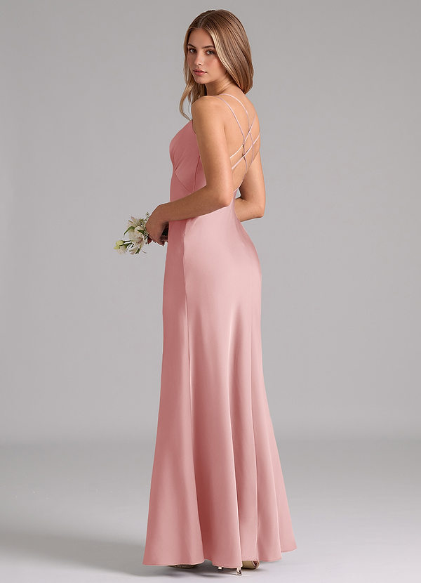 Azazie Suttona Brudtärneklänningar Klä av A-Linje i Stretch Satin Plisserad Puderrosa image1