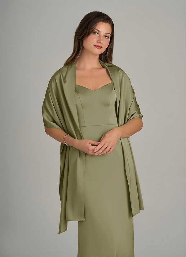 front Azazie Matching Color Ireland Stretch Satin Shawl