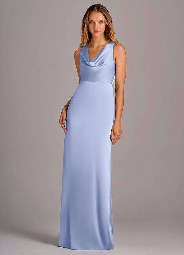 Azazie Wrenlee Bridesmaid Dresses Ice A-Line Stretch Satin Dress image1
