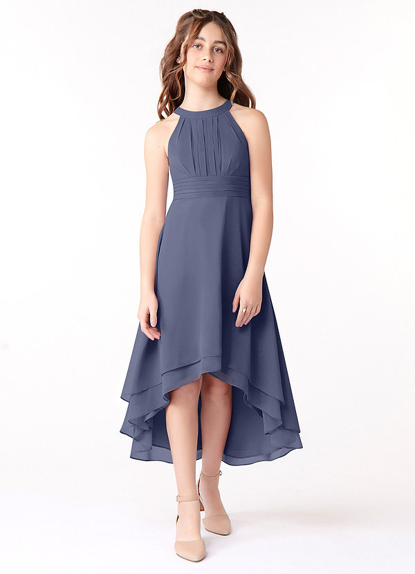 Azazie Linna Junior Stormy A-Line Pleated Chiffon Dress image1