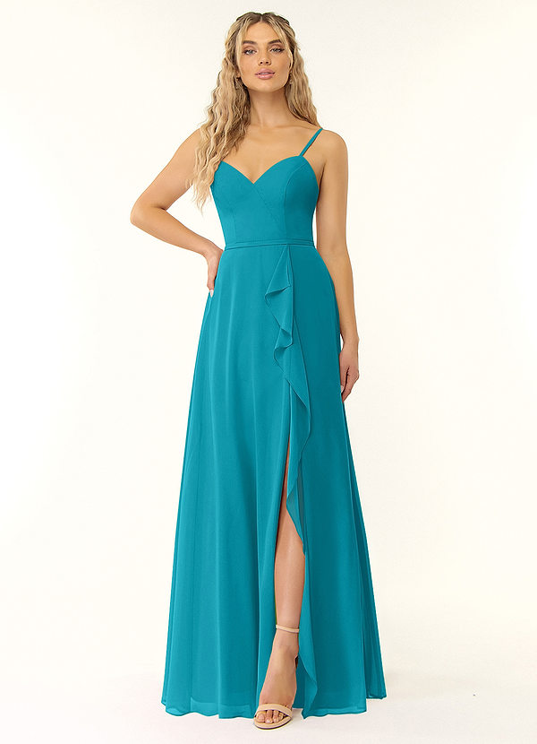 Azazie Naeem Bridesmaid Dresses Jade A-Line V-Neck Ruffle Chiffon Dress image1