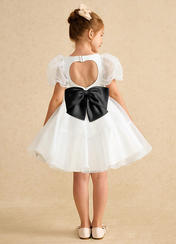 Azazie Debbie Vestidos de Niña de Flores Vestido de Marfil Negro de Organza de Princesa con Escote de Corazón image1