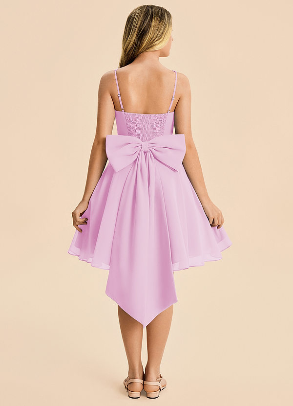 Azazie Arie Junior Vestido Rosa Caramelo de Gasa de Corte en A con Drapeado image1