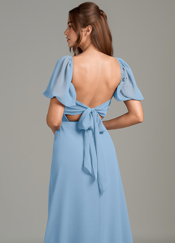 Azazie Phylicia Robes de demoiselle d'honneur Robe Trapèze en Mousseline de soie Arc Poudre Bleue image1