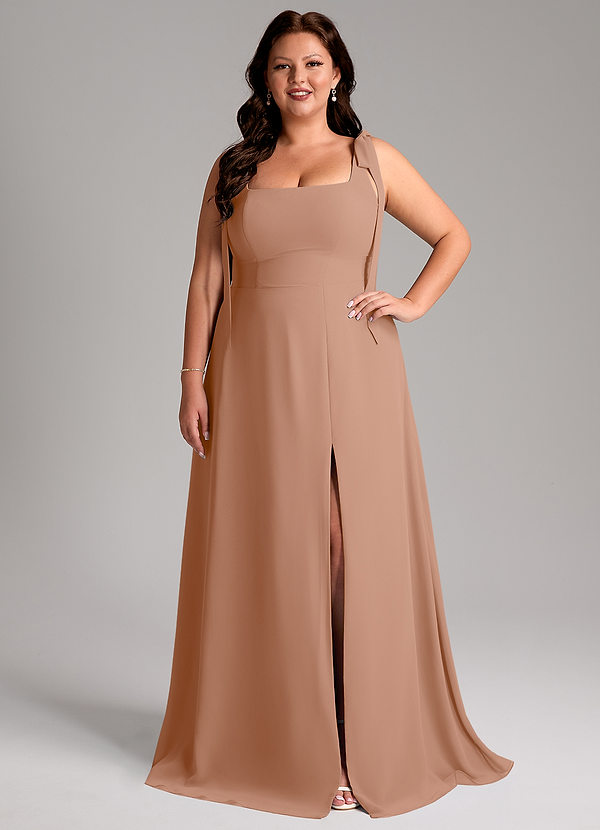 Azazie Debra Abiti da Damigella Abito Convertibile A-Line in Chiffon Con Tasche Champagne Rosa image1