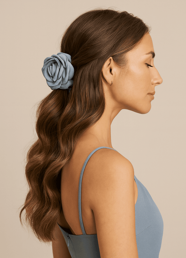 front Yhteensopiva väri Matta Satin Rose Scrunchie