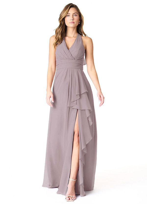 Azazie Aviv Bridesmaid Dresses Dusk A-Line Pleated Chiffon Dress image1