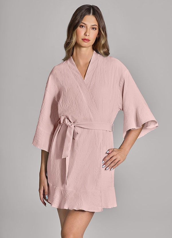 front Matching Color Ruffled Cloud-Soft Robe