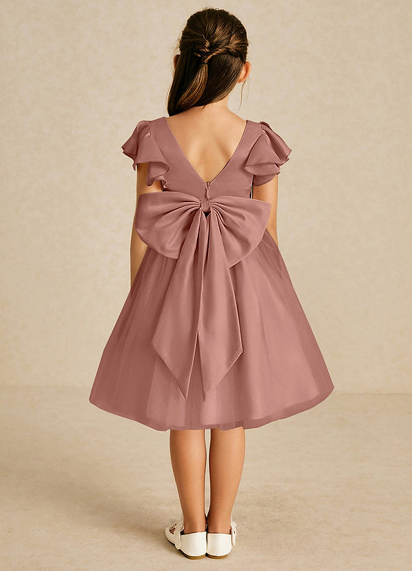 Azazie Kaeya Flower Girl Dresses Cedar Rose A-Line Bow Tulle Dress image1