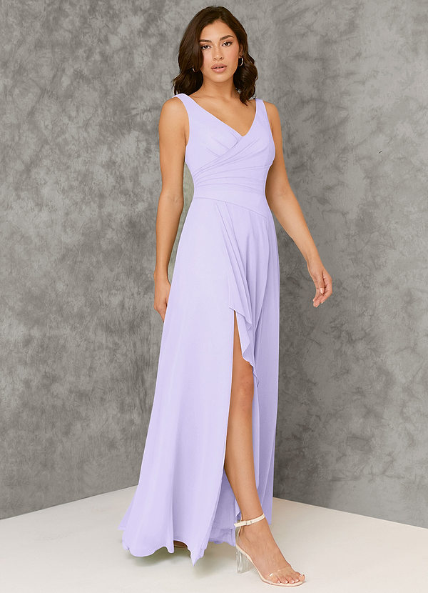 Azazie Kori Bridesmaid Dresses A-Line Pleated Chiffon Floor-Length Dress image1