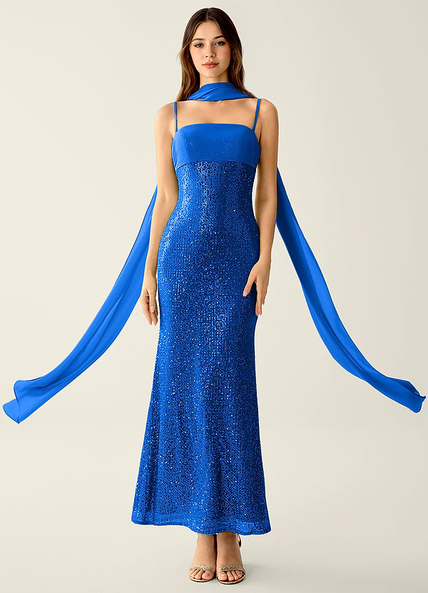 Celestina Royal Blue Sequins Corset Mermaid Prom Dress image1