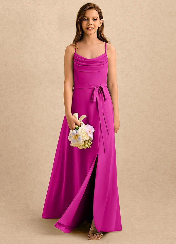 Azazie Jasslyn Girls Formal Sukienki dla dziewczynek sypiących kwiaty Linia A Pofałdowany Szyfon Długość podłogi Sukienka image1