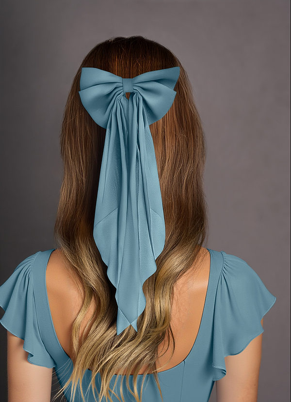 front Pince à cheveux avec nœud en mousseline de soie de couleur assortie