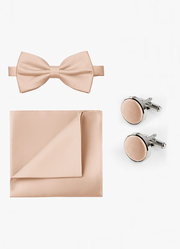 front Matching Bow Tie & Pocket Square & Cuff Links Set