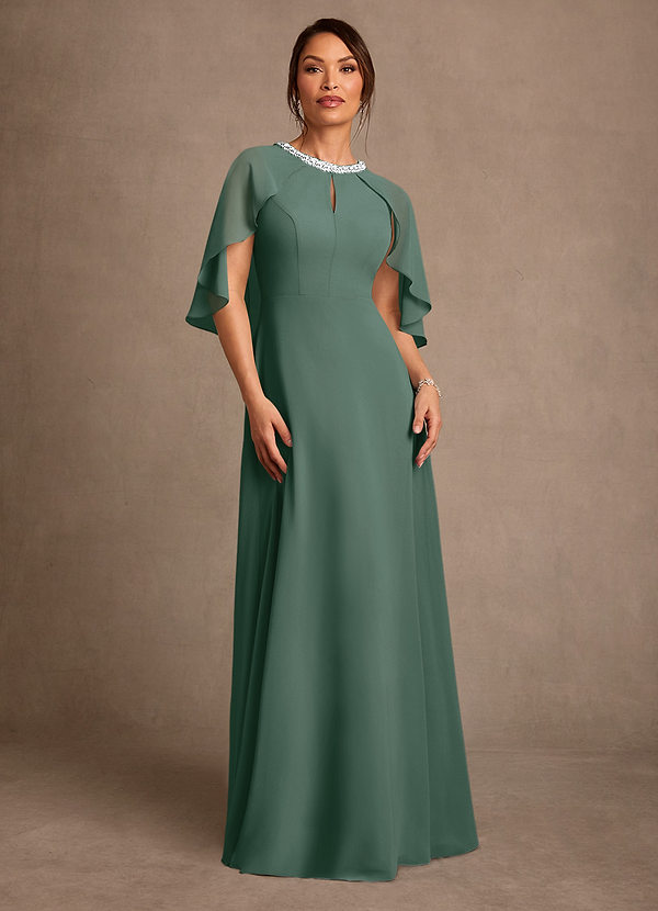 Azazie Winnifred Suknie dla Matki Panny Młodej Linia A Zroszony Szyfon Długość podłogi Sukienka image1