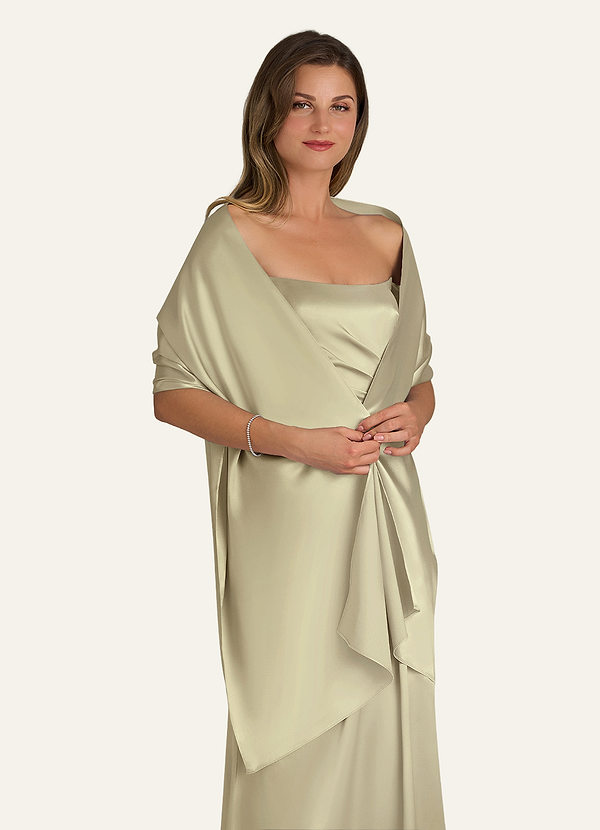 front Azazie Matching Color Ireland Metallic Satin Shawl