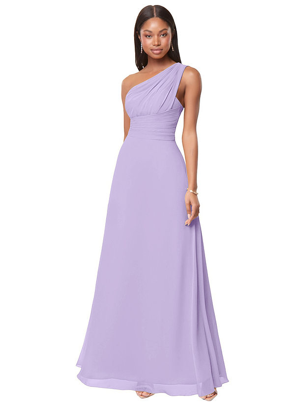 Azazie Ashley Bridesmaid Dresses Lilac A-Line Ruched Chiffon Dress image1