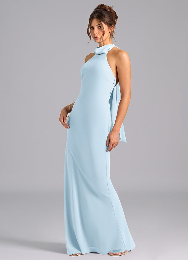 Azazie Velli Bridesmaid Dresses Sky Blue Mermaid Bow Chiffon Dress image1