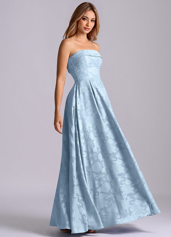 Azazie Lucienne Bruidsmeisjes Jurken Jurk van Bloemen Burn-out met A-Lijn Strapless Hemelsblauw image1