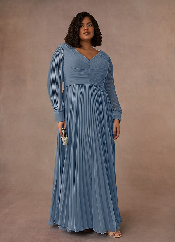 Azazie Zina Abiti da Mamma Sposa Abito A-Line in Chiffon Plissettato Crepuscolo image1