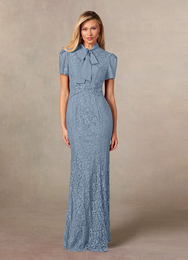 Azazie Carleannia Mother of the Brides Dresses Dusty Blue Mermaid Lace Chiffon Dress image1
