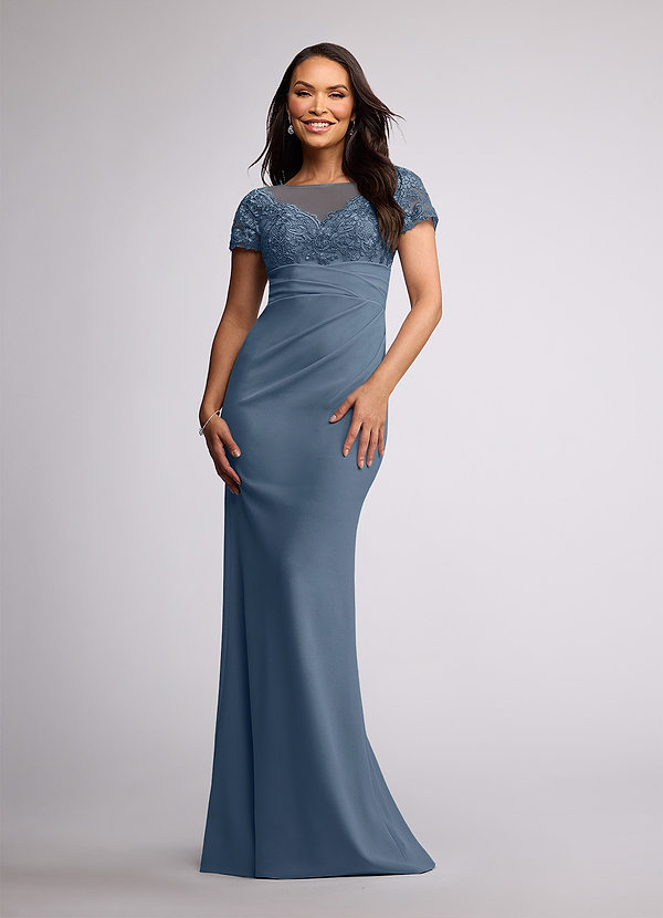 Azazie Susan Vestidos de Madre de la Novia Vestido de Crepúsculo de Crepé elástico de Recto con Encaje image1