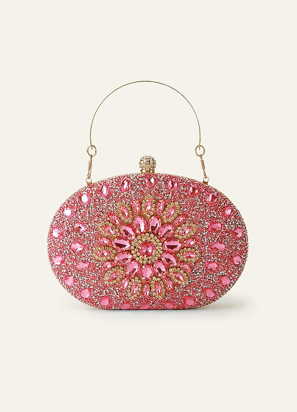 front Pochette Crystal Sunburst con tracolla a catena removibile