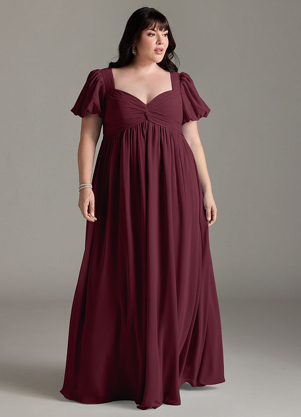 Madisynn Maternity Bridesmaid Dresses Bow Chiffon Floor-Length Dress image1