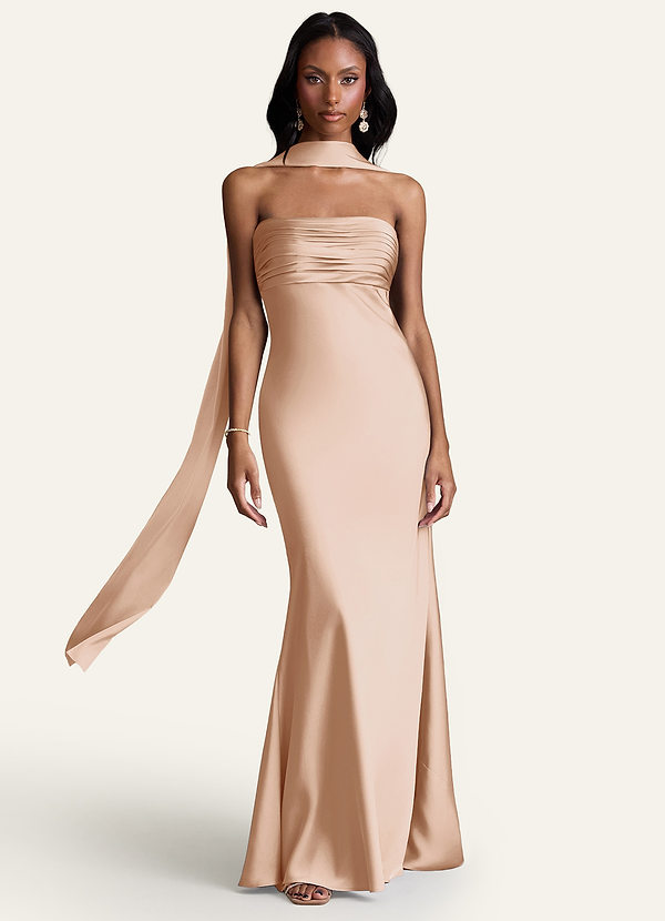 front Azazie Matching Color Stretch Satin Scarf