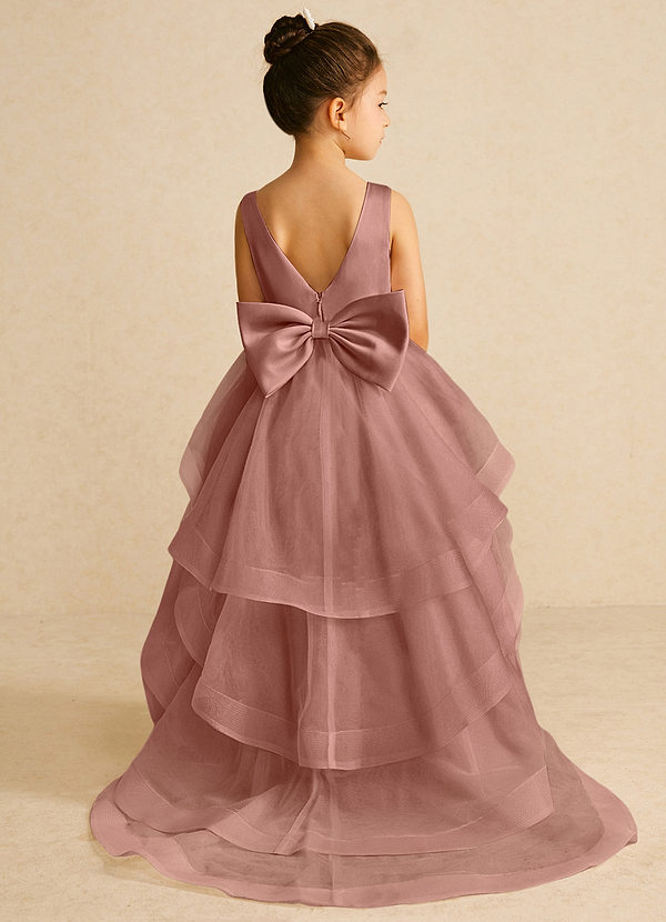 Azazie Pumpkin Robes de Fillette d'Honneur Robe Trapèze en Tulle Convertible Rose De Cèdre image1