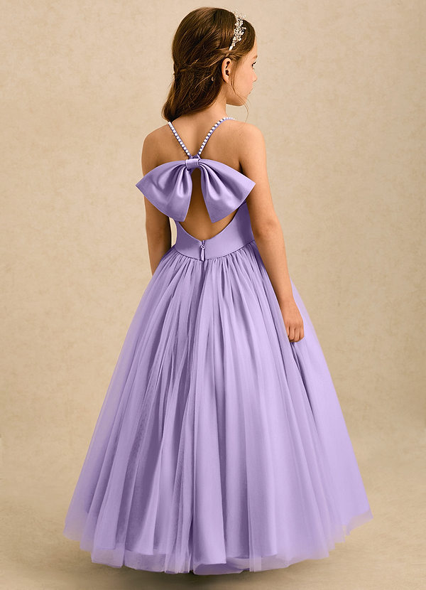 Azazie Aurora Robes de cortège enfant Robe Trapèze en Tulle Arc Lilas image1