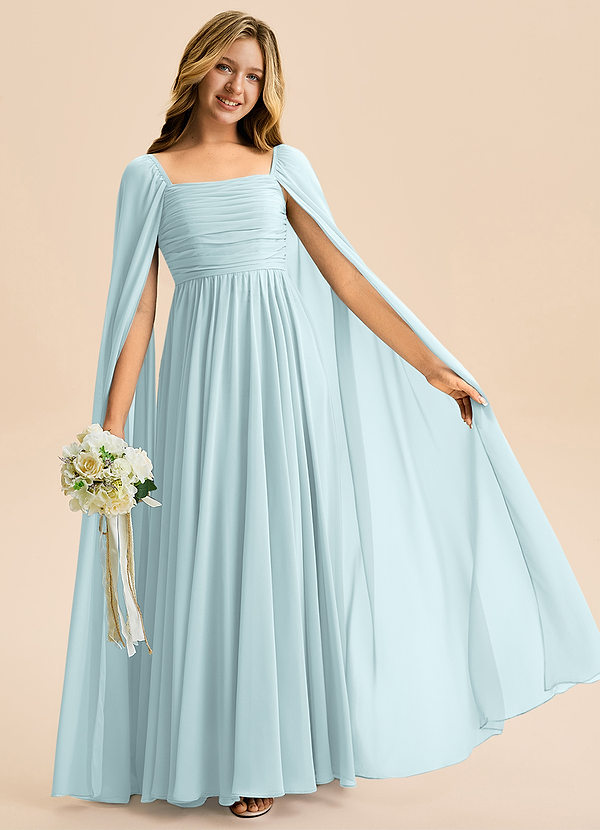 Azazie Calista Junior Mist A-Line Pleated Chiffon Dress image1