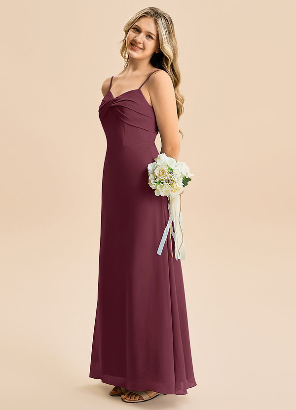 Azazie Jordyn Junior Linia A Dekolt w kształcie serca Szyfon Długość podłogi Młodsza druhna Sukienka image1