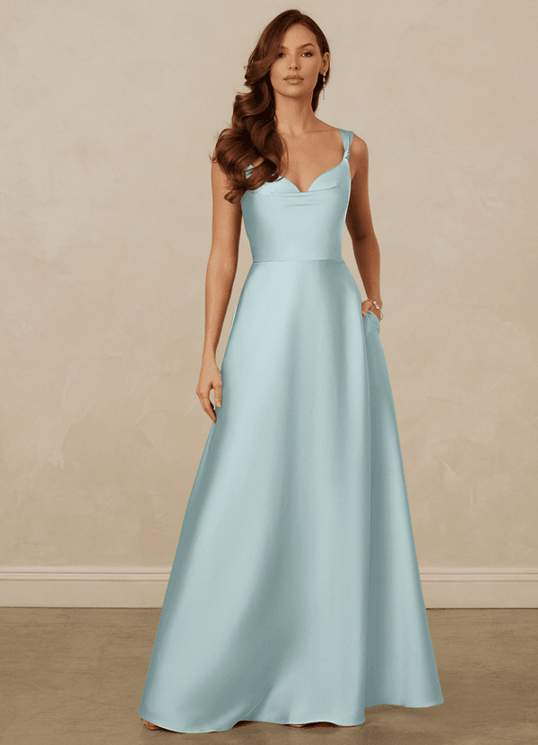 Christian Siriano Bridal for Azazie 1001 Bridesmaid Dresses Mist A-Line Sweetheart Neckline Stretch Satin Dress image1