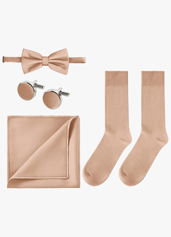 front Matching Color 4-Piece Stretch Satin Bow Tie Set