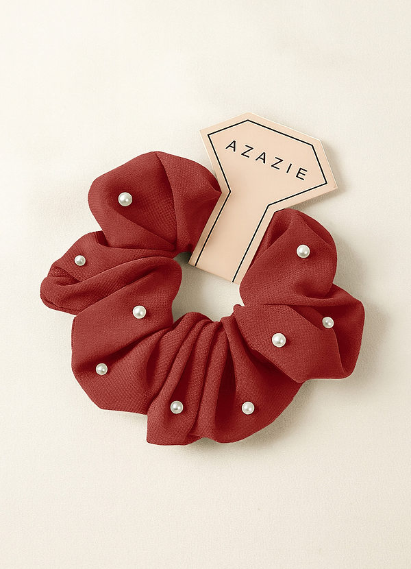 front Scrunchie oversize in chiffon con perle per damigelle d'onore